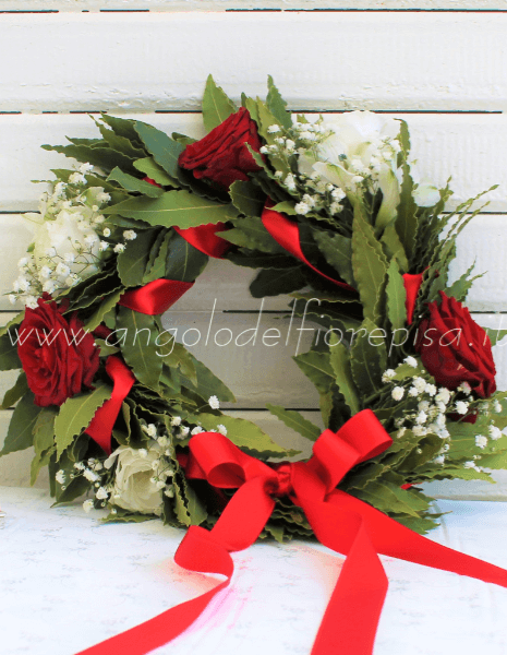 Corona di Laurea Red Luxury - 3 rose rosse - come foto