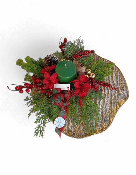 Centrotavola su piatto dorato 